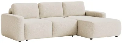 Produktbild von Selsey Carnos Mini – Ecksofa mit Schlaffunktion, Ottomane rechts, Chenille Hellbeige