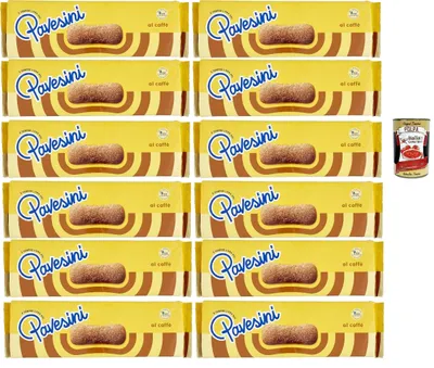 Produktbild von Pavesi Pavesini al Caffe', Biscotto Leggero per Colazione o Merenda, Leichter Keks mit Kaffee zum Frühstück oder Snack, biscuits cookies, 12x 200 g + Italian Gourmet polpa 400g