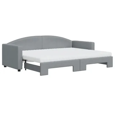 Image de vidaXL Lit de jour extensible avec matelas gris clair 80x200 cm Tissu