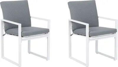 Produktbild von BELIANI Gartenstühle 2er Set Grau Aluminium mit Armlehnen inkl. Auflage Terrasse Balkon Outdoor