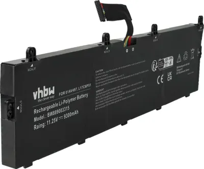 Produktbild von vhbw Akku Ersatz für Lenovo L17C6P51, 01AV497, 01AV498, 5B10W13903, 931QA100H, L17M6P52, SB10K97636 für Notebook (9300 mAh, 11,25 V, Li-Polymer)