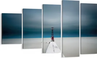 Produktbild von Bild auf Leinwand - Leinwandbild - 5 Teile - Turm Strand Himmel - 100x60cm - Wand Bild - Wanddeko - Wandbilder - Leinwanddruck - Bilder - Wanddekoration - Leinwand bilder - Wandbild - EG100x60-4988