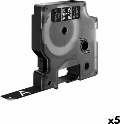 Image de Dymo - Etiquette Dymo 45021 D1 12mmx7m noir/blanc | 1 pièce | 5 pièces