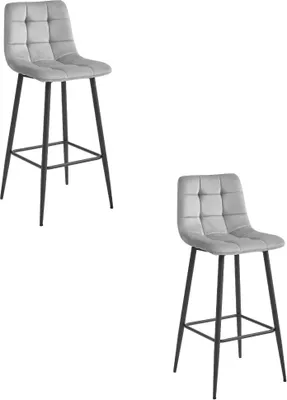 Obrázek produktu pro Taburetka Valora ARCETO - stříbrošedý samet a černé nohy x2 | Elegantní sametové taburetky v páru