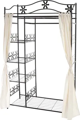 Zdjęcie produktu dla Metalowy wieszak na ubrania Geneva, wieszak na ubrania metalowa półka 172x100x43cm ~ z zasłoną