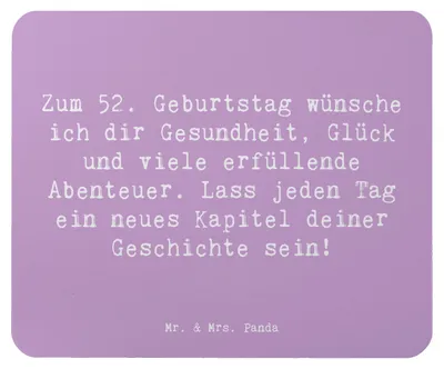 Produktbild von Mr. & Mrs. Panda Mouse Pad Spruch 52. Geburtstag - Lavendeltraum - Geschenk, herzlicher Geburtstagsgruß, mousematte, Zukunft, computer mousepad, Mauspad, feiern, 52 Jahre