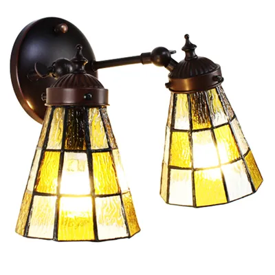 Zdjęcie produktu dla Clayre & Eef lampa ścienna Tiffany 30x23x23 cm brązowe szkło