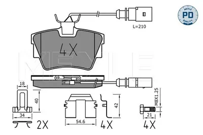 Produktbild von MEYLE 025 232 2416-1/PD Bremsbeläge Hinten für VW Transporter V Bus (7HB, 7HJ, 7EB, 7EJ, 7EF, 7EG, 7HF, 7EC) Transporter IV Bus Multivan V