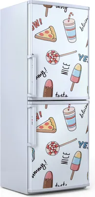 Produktbild von Kühlschrankdekoration  60x180 cm  Aufkleber auf dem Kühlschrank - Eiscreme Pizza Donut