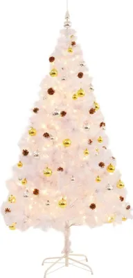 Produktbild von vidaXL Künstlicher Weihnachtsbaum mit Beleuchtung & Kugeln Weiß 210 cm
