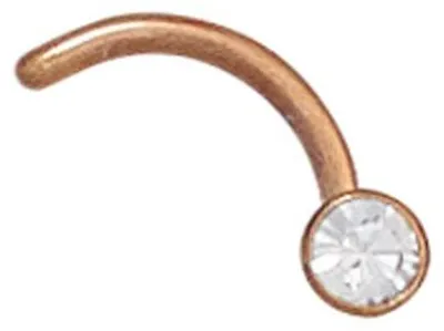 Produktbild von Piercing Nasenpiercing aus rotvergoldetem Edelstahl weißer Kristall Damen