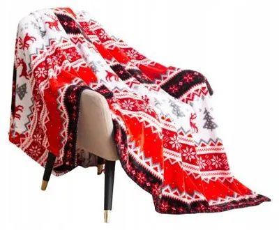 Produktbild von Baumwolle world Weihnachts-Kuscheldecke Rot 160x200 cm