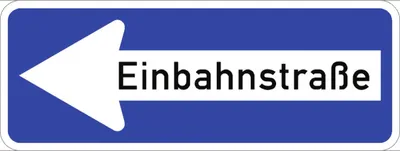 Produktbild von Verkehrsschild VZ220-10, Einbahnstraße linksweisend, Alu, RA1, 800x300 mm