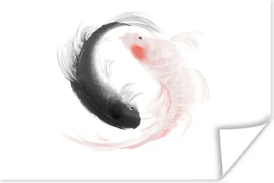 Produktbild von MuchoWow® Poster Eine Illustration des Yin und Yang-Logos mit Fisch 60x40 cm - Schlafzimmerdekoration