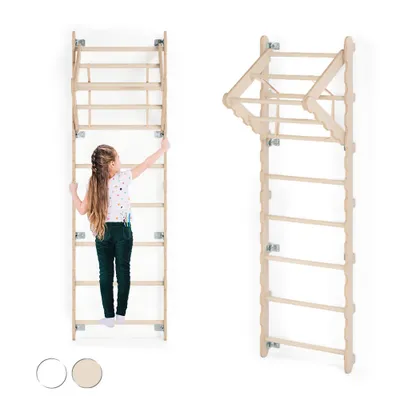 Zdjęcie produktu dla Wewnętrzna drabinka dla małych dzieci | konstrukcja do wspinaczki na ścianie z drewna (210 cm) | Drabinka gimnastyczna dla dzieci z drewna