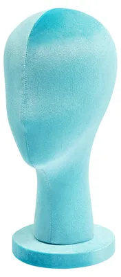 Immagine prodotto di Testa di manichino da vetrina - Per donna - Ideale per esporre parrucche e cappelli - Bordi lisci e setosi - Colore blu