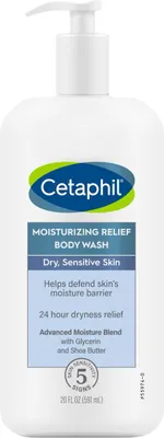 Produktbild von Reinigungsgel, Cetaphil, Moisturising Relief Body Wash, Intensiv feuchtigkeitsspendend, für trockene und empfindliche Haut, parfümfrei, 591ml