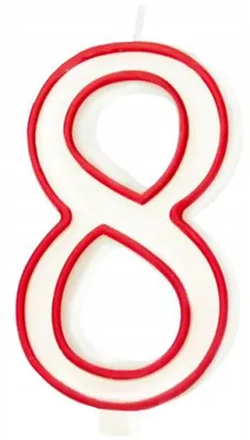 Produktbild von PartyPal Tortenkerze Ziffer 8 weiß-rot 13 cm
