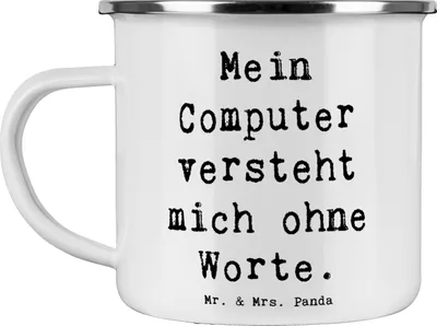 Produktbild von Mr. & Mrs. Panda becher emaille Spruch Verständnisvoller Softwareentwickler - Weiß - Geschenk, Kaffeepott, kreative Geschenke, Programmierer, Tasse, Haferl, Verständnis