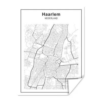 Produktbild von MuchoWow® Poster Stadtplan - Haarlem - Schwarz und Weiß 120x160 cm - Wandbilder