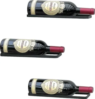 Zdjęcie produktu dla DanDiBo Stojak na wino metalowy czarny zestaw 3 butelek wina Stojak na wino butelki 96419 Uchwyt Półka ścienna Półka