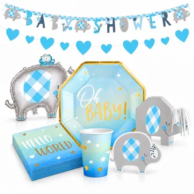 Produktbild von Baby Party Deko Junge hellblau Dekoration Partyset Babyshower