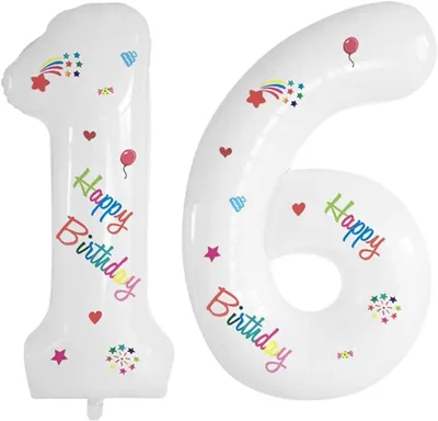 Image de Ballon en aluminium, chiffre "16", 70 cm, pour une fête d'anniversaire