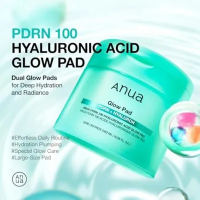 Produktbild von ANUA PDRN 100 Hyaluronic Acid Glow Pad 60 Stück – feuchtigkeitsspendende und aufhellende Gesichtspads