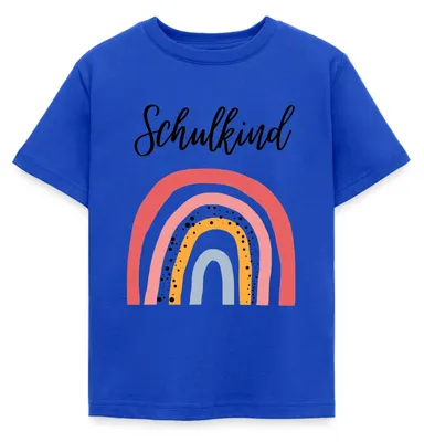 Produktbild von Spreadshirt Einschulung Schulkind Regenbogen Geschenkidee Kinder T-Shirt, 122/128 (7-8 Jahre), Royalblau