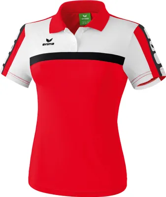 Produktbild von Erima CLASSIC 5-CUBES Poloshirt Damen rot/weiß/schwarz 40