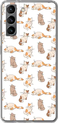 Produktbild von MuchoWow® Handyhülle Schutzhülle Hülle für Telefoonhoesje Samsung Galaxy S21 Muster - Katze - Kätzchen - Jungen - Mädchen - Kinder - Kinder Silikon Softcase Handy Hülle - Softcase