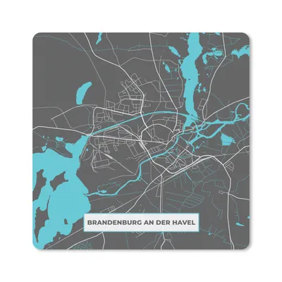 Produktbild von MuchoWow® Mauspad Mousepad Deutschland - Blau - Brandenburg an der Havel - Stadtplan - Karte 20x20 cm - Mousepads - Maus Mat - Pad - Mausunterlage - Desk Mat - Bureauartikeln