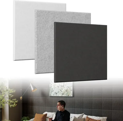 Produktbild von TWOLIIN 3D Akustikpaneele Selbstklebend, Schallschutz Schallabsorber Wandpaneele Schalldämmung Wandverkleidung für ruhige Räume, Akustische Behandlung Schallschutzplatten, Schwarz Quadratische