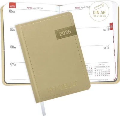 Produktbild von Taschenkalender 2026 A6 Denim - 1 Woche 2 Seiten, Robustes Hardcover, Taschenkalender 2026 klein, Ferien & Feiertage, Lesebändchen, Kalendervorschau 2027, Kalender 2026 a6