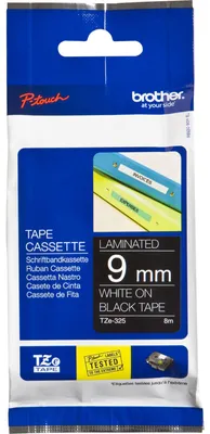 Produktbild von Brother Schriftbandkassette TZE-325 schwarz/weiß 9 mm