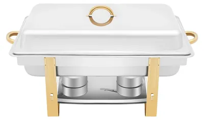 Produktbild von Buffetwärmer - Chafing Dish 9 L - Edelstahl - Brennpastenbrenner - Materialstärke 0,5 mm - Speisenbehälter 54×33,5×6,5 cm - Silber