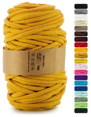 Obrázok produktu pre Šnúra na macramé – bavlna s polyesterovým jadrom – žltá – 9 mm – 50 metrov