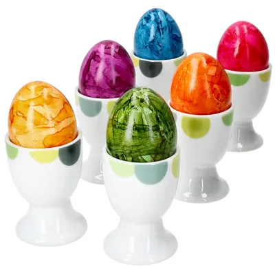 Produktbild von 6er Set Rondo Eierbecher 6 Personen grüne Retro-Kreise - 6 x Eierbecher