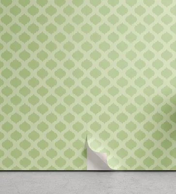 Produktbild von ABAKUHAUS Geometrisch abziehbare & klebbare Tapete für Zuhause, Grün Quatrefoil Shapes, selbstklebendes Wohnzimmer Küchenakzent, 33 cm x 90 cm, Pastel Grün