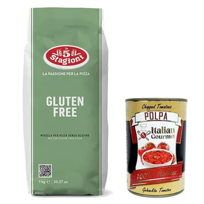 Produktbild von 6x Mulino 5 Stagioni Fioreglut Glutenfreies Mehl 1kg + Italian gourmet polpa 400g
