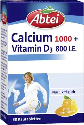 Produktbild von Abtei | Calcium 1000 + Vitamin D3 800 I.E.| 30 Kautabletten