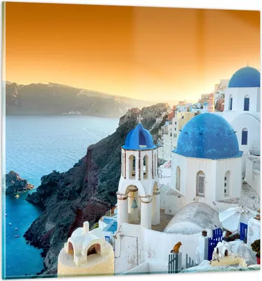 Produktbild von Bilder auf glas - Santorini Griechenland Urlaub Insel - 70x70cm - Glasbilder - Wandbilder - Kunstdruck - Wanddekoration aus Glas - Glas Bilder - Wandbild auf Glas - GAC70x70-2529