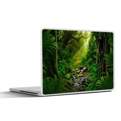 Produktbild von MuchoWow® Laptop Aufkleber Sticker Cover Dschungel - Wasser - Laub - Sonne - Natur 40x30 cm - Laptop Dekoration - Selbstklebend