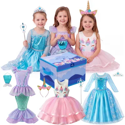 Prinzessinnenkostüm-Set für Mädchen, 3 Kleider, 3-7 Jahre