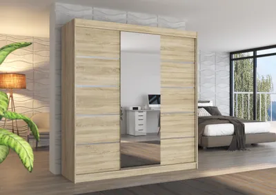 Obrázek produktu pro Šatní skříň se zrcadlem 200 cm GAGRA - dub sonoma