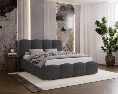 Obrázek produktu pro Čalouněná postel 160x200 Zenna – silná pěna, postel s úložným prostorem a roštem – samet tmavě šedý (Magic Velvet 2271)