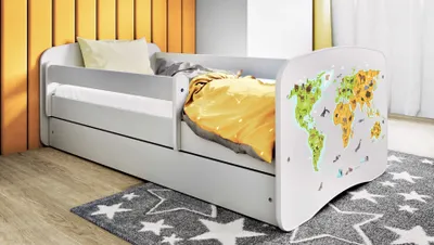Obrázek produktu pro Dětská postel pro mládež 70x140, 80x160, 80x180 cm - kompletní sada s matrací, zásuvkou a ochranou proti pádu