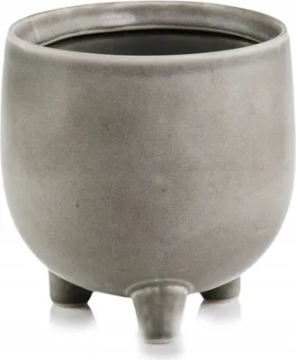 Produktbild von Keramik Blumentopf auf Beinen 12 cm oliv