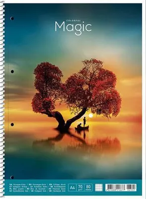 Obrázok produktu pre Špirálový zošit "Colourful Magic", zmiešané motívy, A4+, štvorček, 80 listov, SHKOLYARYK A4-080-6521K