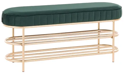 Produktbild von BELIANI Sitzbank Smaragdgrün Samtstoff Metall mit Schuhregal Schuhablage Glamouröser Stil für Flur Eingangsbereich Flurbank